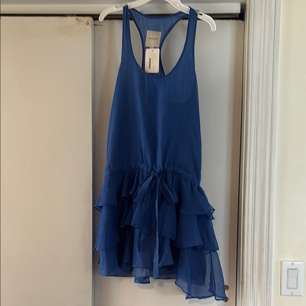 Blue Sleeveless chiffon Dress